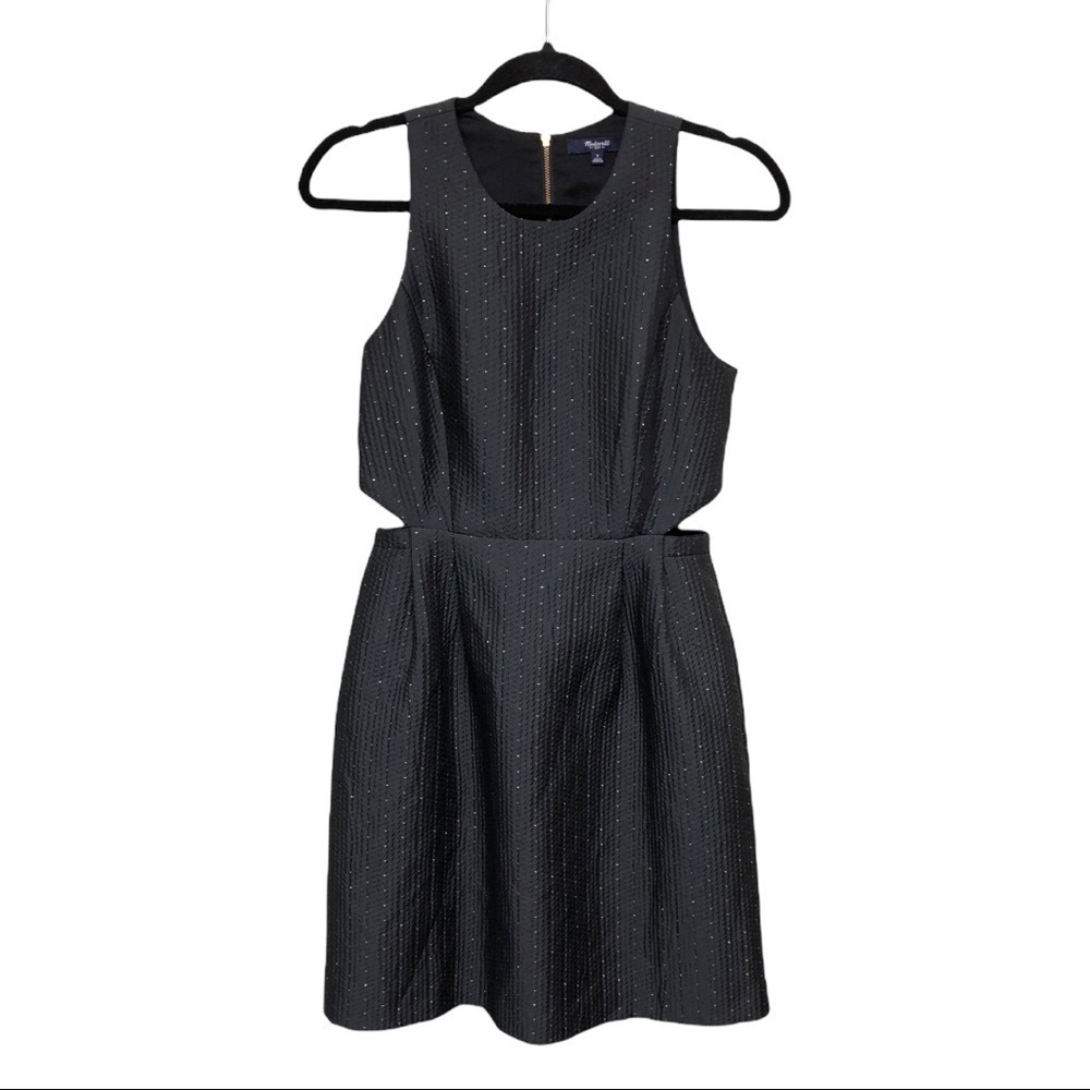 Madewell Nightfall Jacquard Cutout Dress Black & Gold - Size: 2